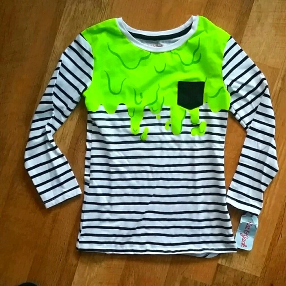 Cat & Jack Halloween Slime‎ Striped Outfit Unisex Size Small 6/6X